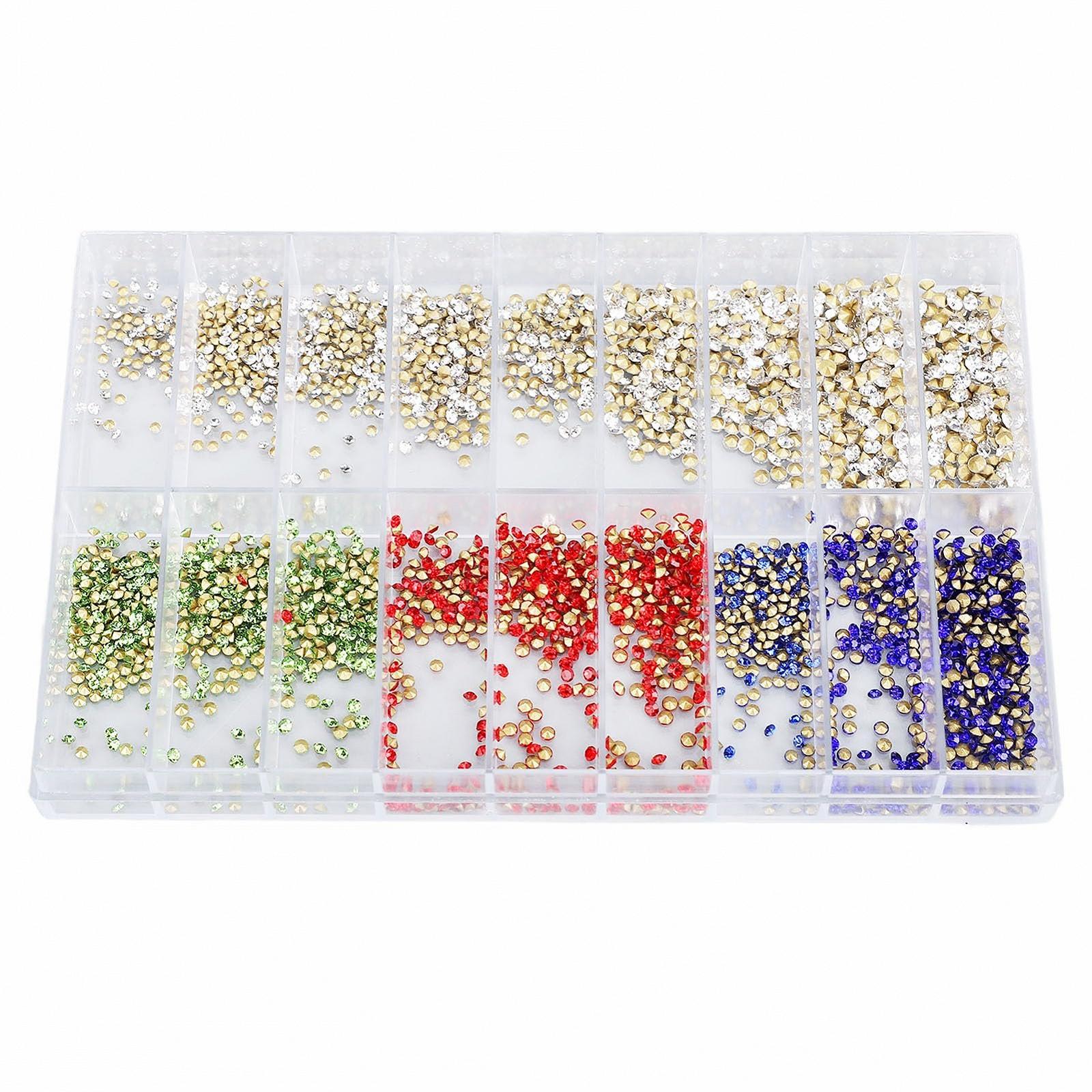Набор Камней для рукоделия 18 Отделений Разноцветные Камни для рукоделия, ювелирных изделий, одежды, чехлов для телефонов, фото №1