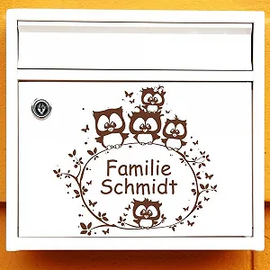 Наклейка для поштової скриньки Wandtattoo-Loft Five Owls on a Branch Прозора 20 x 21 см - Фото 1