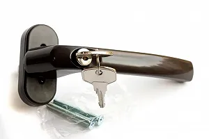 Ручка оконная для металлопластикового окна Standard с замком коричневая WHBRWN-lock synthetic.ua - Фото 1