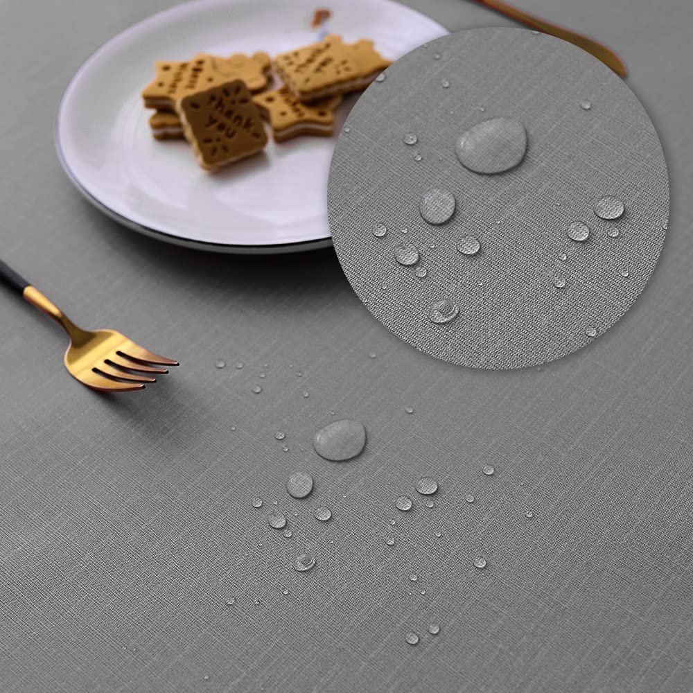 Скатертина Oilcloth Прямокутна 120 x 160 см ПВХ Водонепроникна з ефектом лотоса Сіра, фото №2