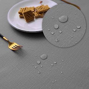 Скатертина Oilcloth Прямокутна 120 x 160 см ПВХ Водонепроникна з ефектом лотоса Сіра synthetic.ua - Фото 1