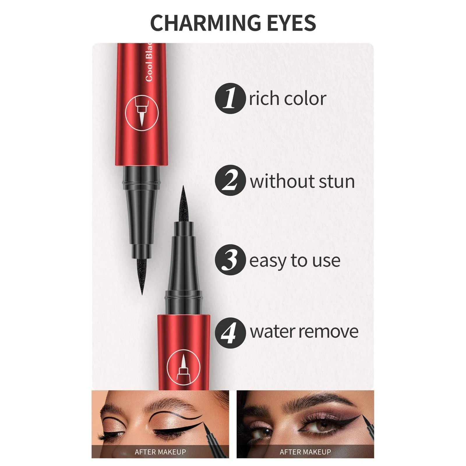 Рідка Підводка для очей Bruchsicherer, водостійка, з пензликом, швидковисихаюча, стійка, 16 годин, точна, ультратонка, чорна, 1 мл, фото №3