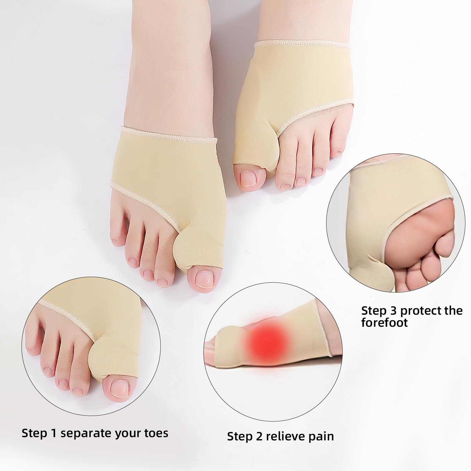 Повязка для коррекции Hallux Valgus, 2 шт. Гелевая шина Hallux для растяжения и разделения, регулируемая, для мужчин и женщин, фото №3