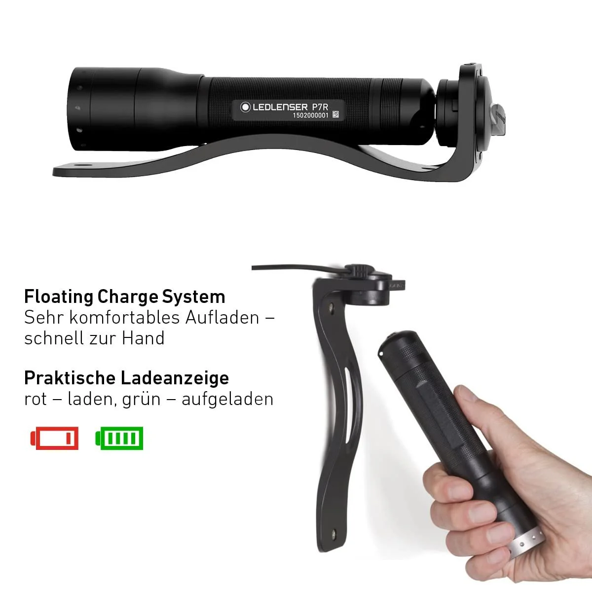 Ліхтар Ledlenser P7R LED, фокусований, акумуляторний, з батареєю, 1000 люмен, дальність променя 210 метрів, час освітлення 40 годин, фото №4