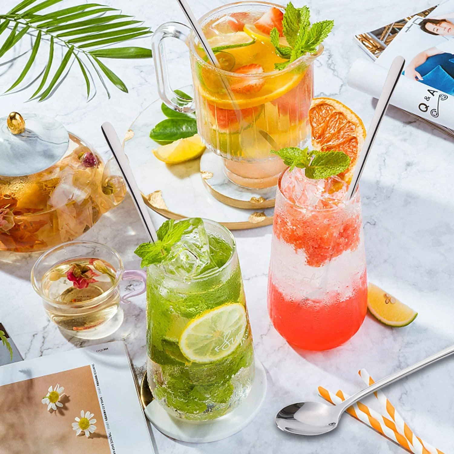 Набір з 6 ложок з довгою ручкою FOXAS з харчової нержавіючої сталі, фото №9