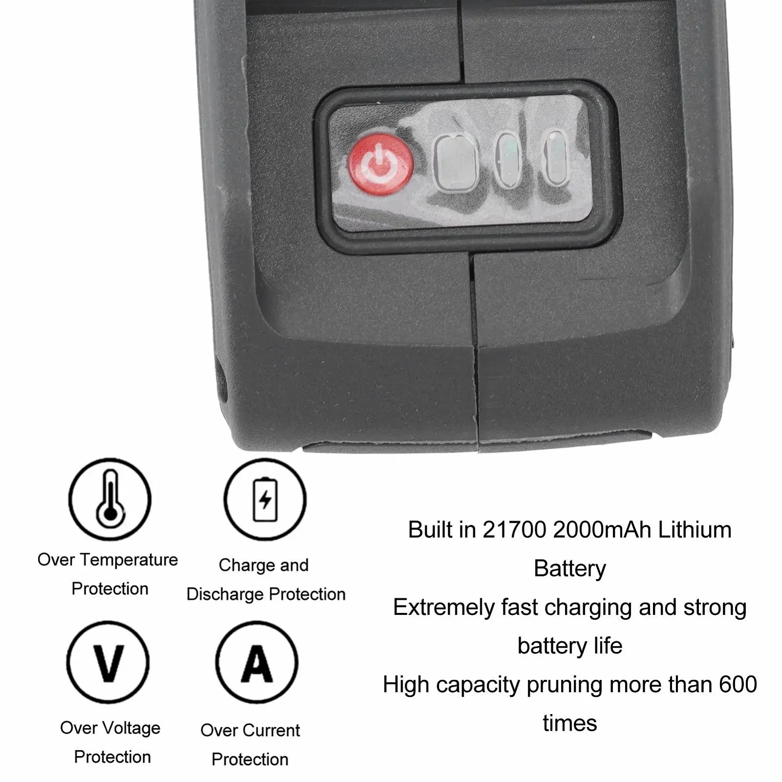 Електричний секатор Акумуляторний 40 мм Чорний, фото №5
