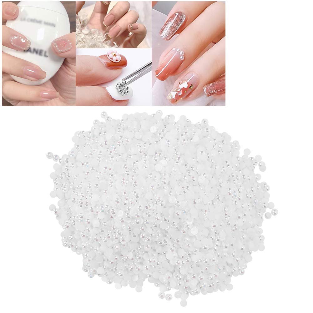 Бисер для ногтей 3 мм Белый искусственный жемчуг AB Illusion 10000 шт/пакет, фото №2