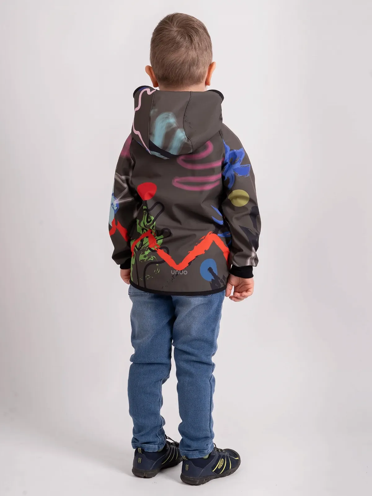 Софтшелл куртка Unuo Дитяча з флісовою підкладкою та капюшоном Водовідштовхувальна, вітрозахисна, дихаюча, фото №4