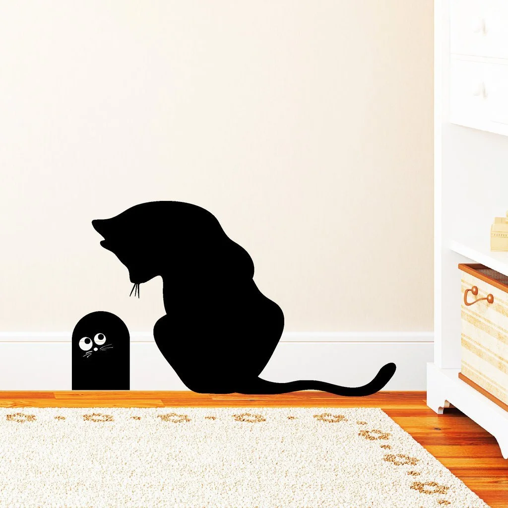 Наклейка на стену Wall Sticker Loft Cat with Mouse Hole 30 цветов 2 размера, фото №3
