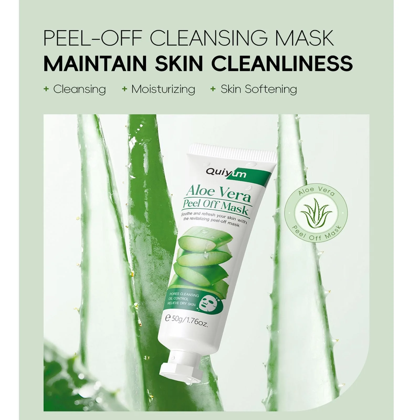 Маска для обличчя Aloe Vera BSMKCL, заспокійлива гелева, фото №3