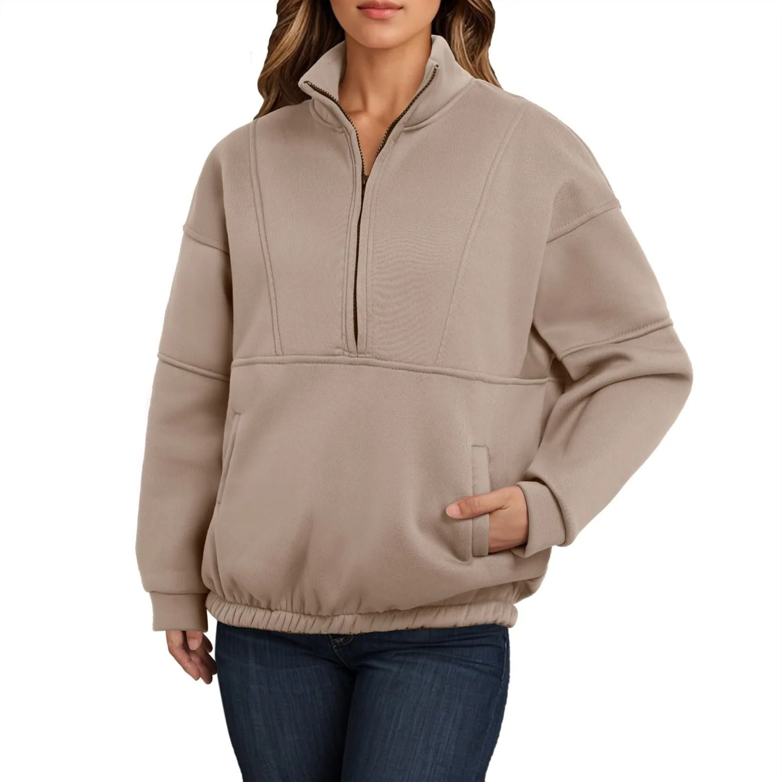 Жіночий світшот з напівзастібкою-блискавкою, коміром-стійкою, фото №1