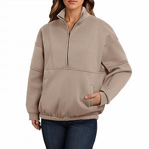 Женский свитшот с полузастежкой-молнией, воротником-стойкой, модный, повседневный, для тренировок, зимний, осенний, худи, на четверть молнии, с воротником, длинным рукавом, Y2K, крутой, милый - Фото 1