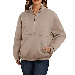 Женский свитшот с полузастежкой-молнией, воротником-стойкой, модный, повседневный, для тренировок, зимний, осенний, худи, на четверть молнии, с воротником, длинным рукавом, Y2K, крутой, милый - Фото 1