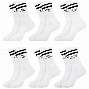 Теннисные носки Belloxis 6 пар Женские 6-8 Мужские 43-46 Спортивные носки Белые - Фото 1