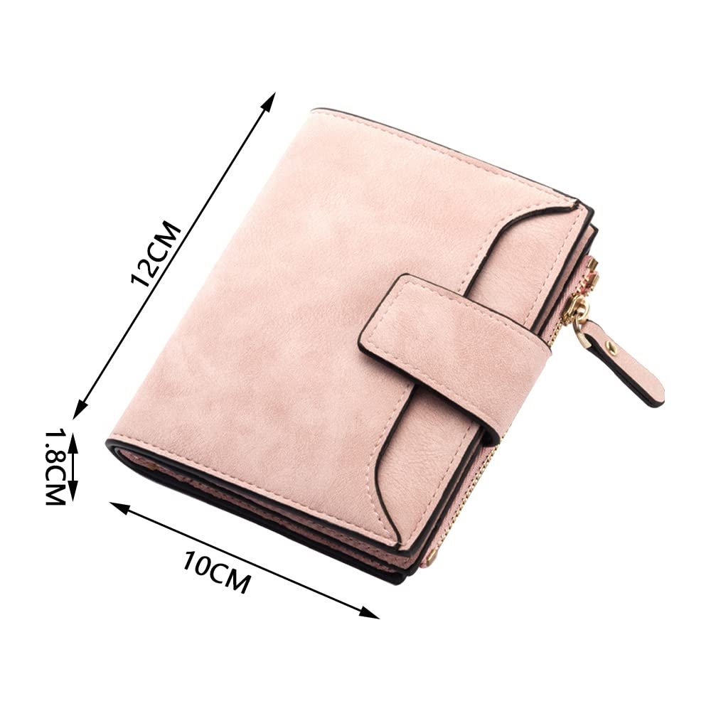Кошелек Женский кожаный Xeingyee Bifold с RFID защитой для монет, ID карт, банкнот, дебетовых и проездных карт Розовый, фото №2