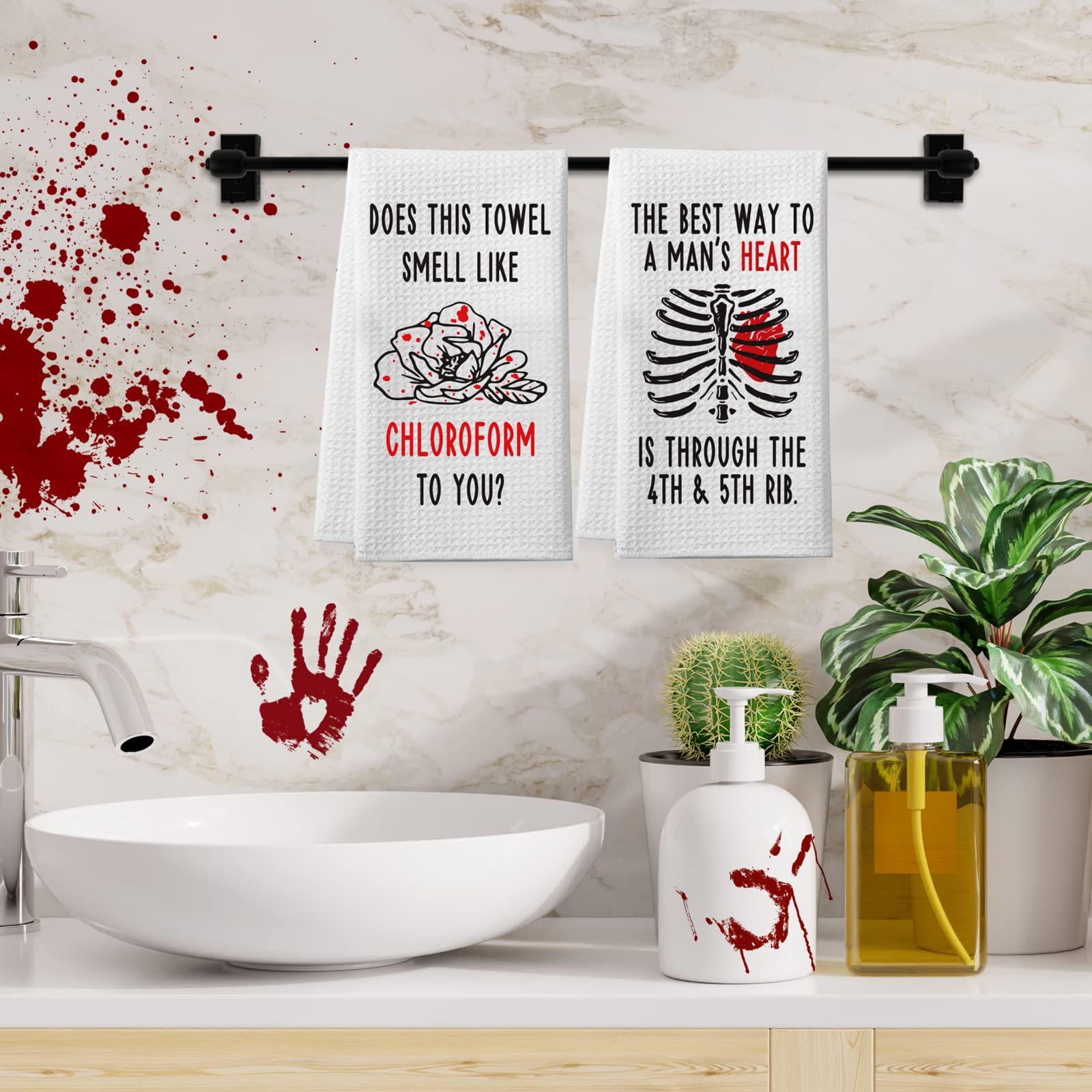 Набір кухонних та ванних рушників Funny Gothic This Towel Smells Like 2 шт. готичні, фото №2
