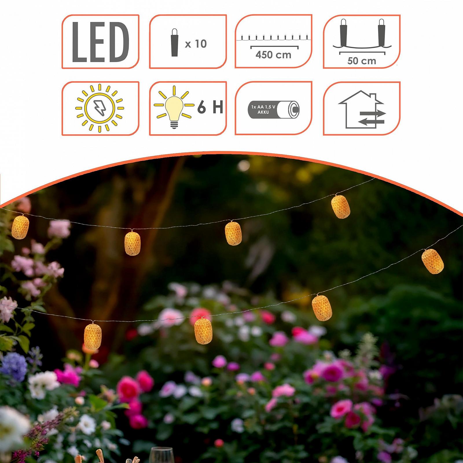 Гирлянда Spetebo Солнечная 10 овальных фонарей 450 см LED теплый белый, фото №4