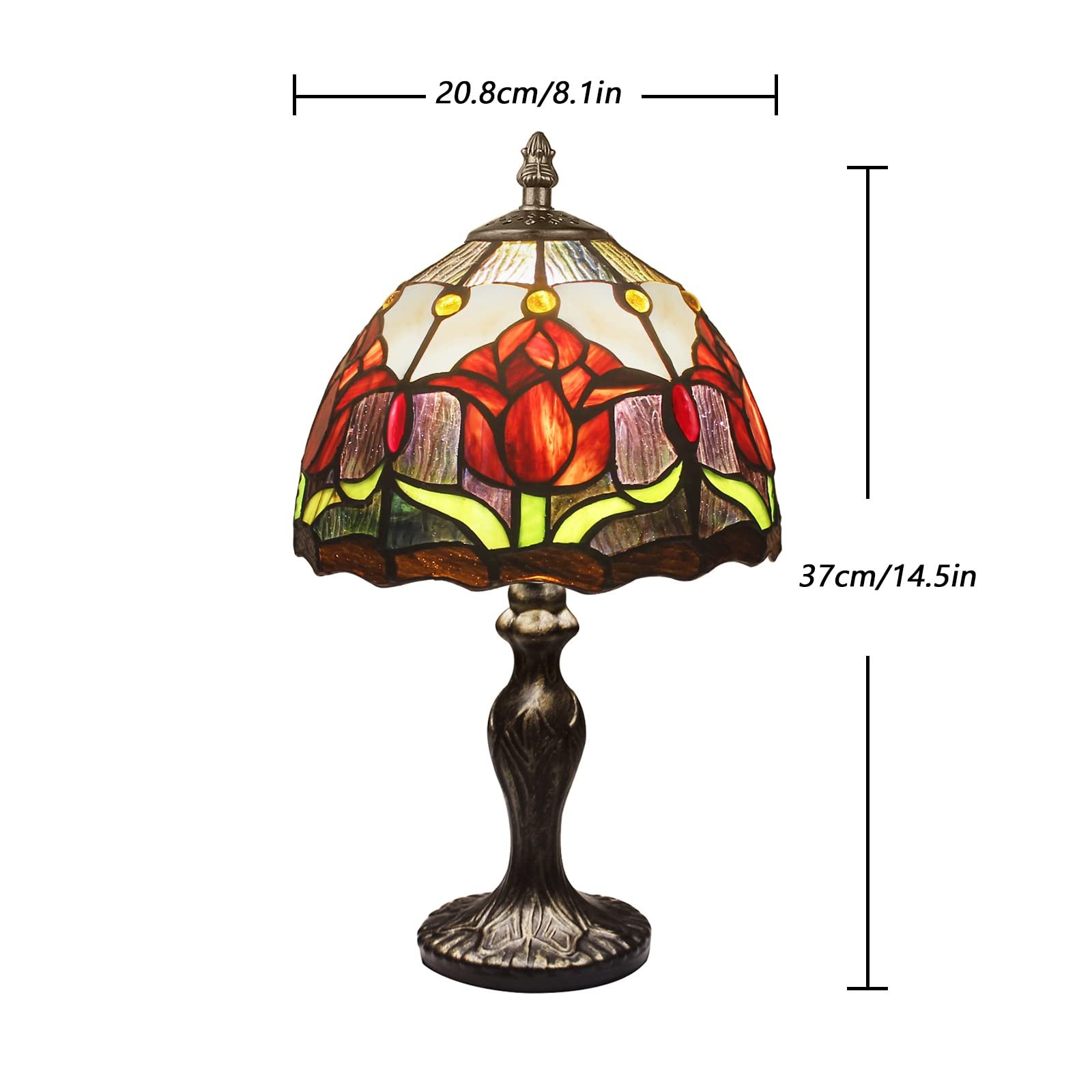 Настільна лампа MIAOKE Stained Glass Vintage ручної роботи вітражний абажур Червона, фото №2