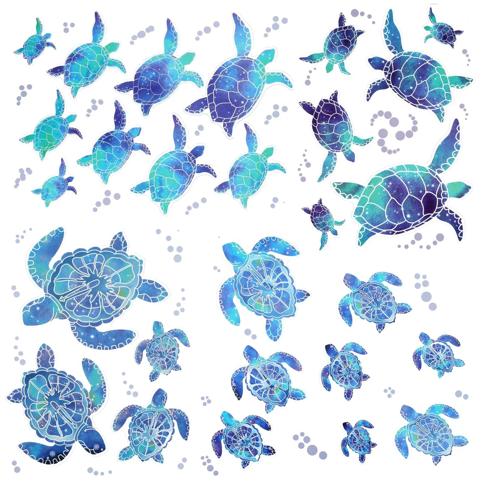 Настінні наклейки Морські черепахи 27 штук Сині, фото №1