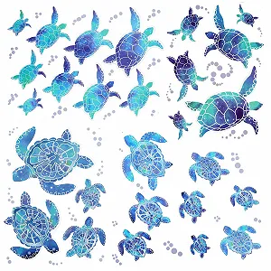 Настінні наклейки Морські черепахи 27 штук Сині - Фото 1