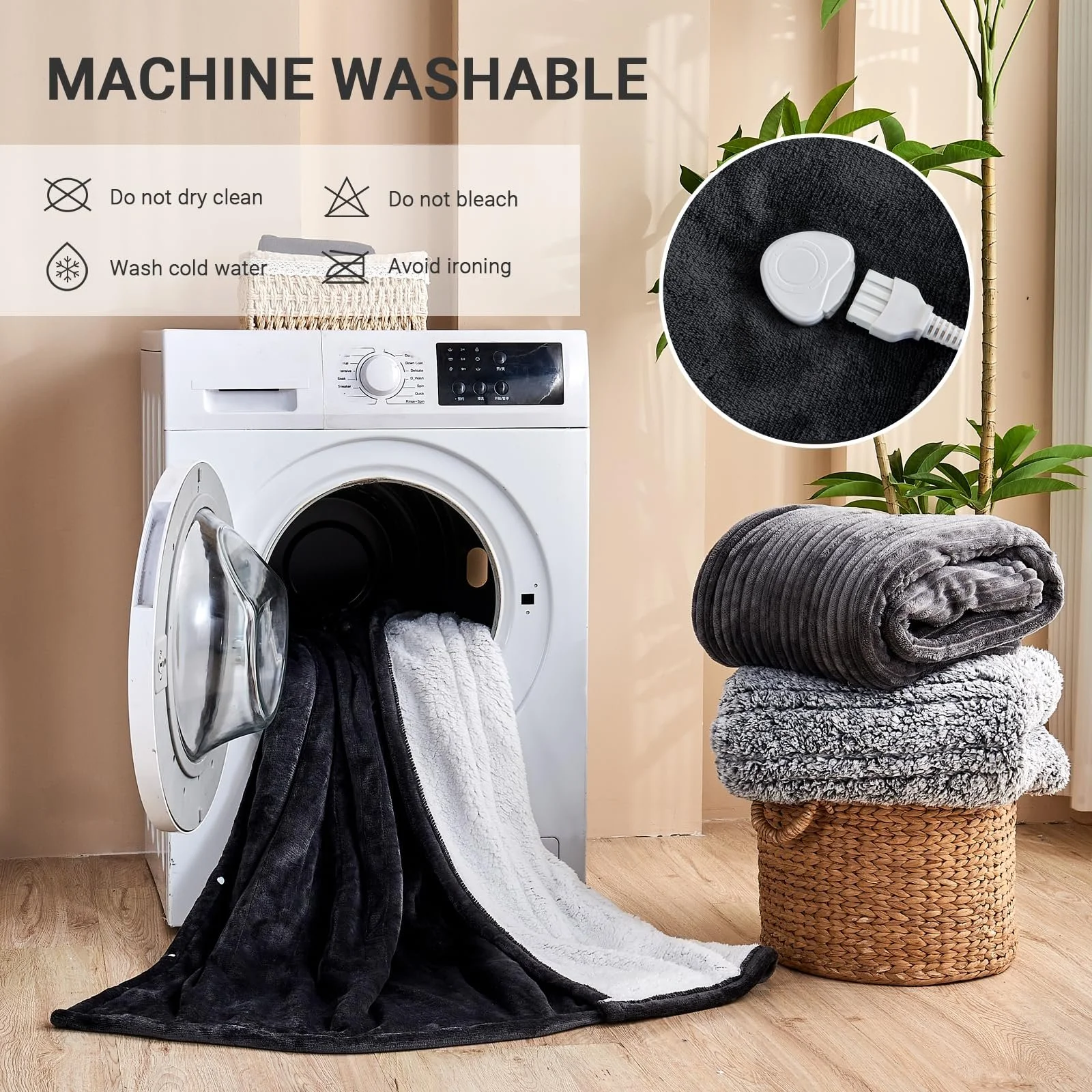 Електрична ковдра Cushious 130 x 180 см, 10 режимів нагріву, до 8 годин, таймер автоматичного вимкнення, захист від перегріву, можна прати в пральній машині, фото №6