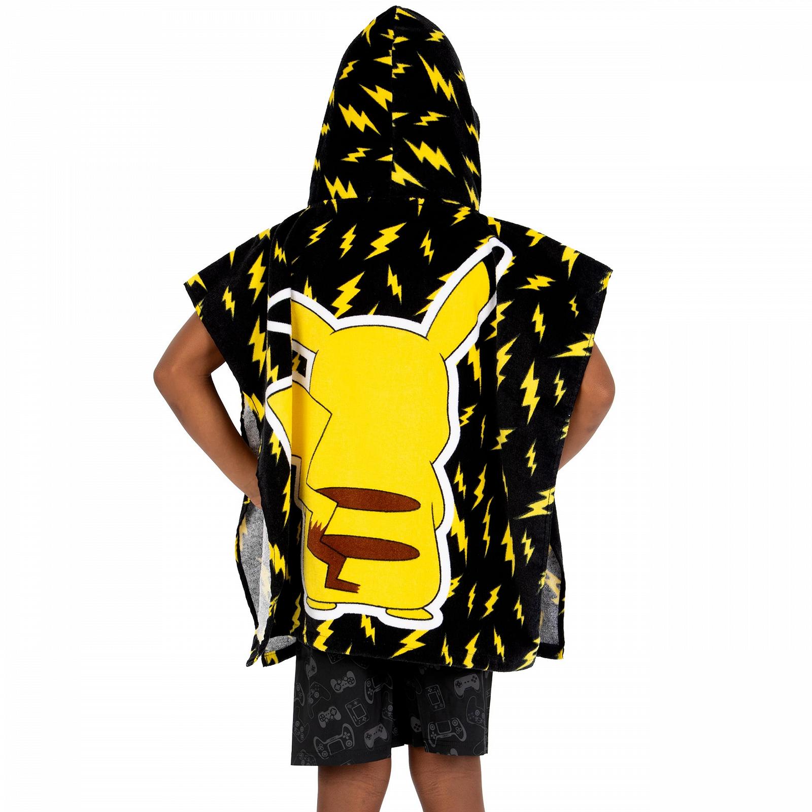 Пончо банное детское Pokémon Pikachu, полотенце с капюшоном, хлопковое пончо, One Size, черное, фото №4