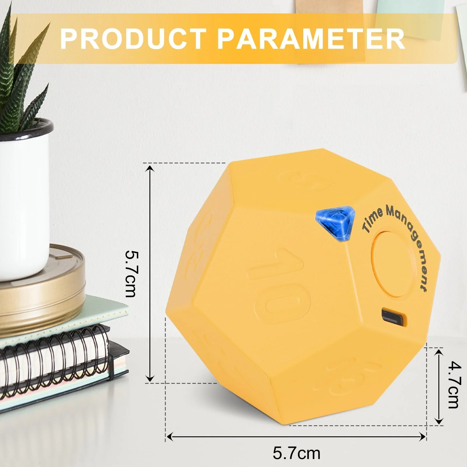 Таймер Cuteefun Pomodoro Rotating Cube Rechargeable 12 Sides Желтый, фото №4