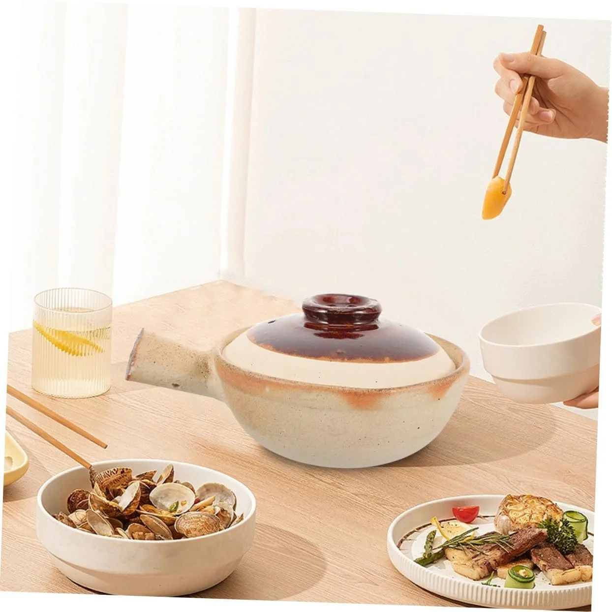 Кастрюля-сотейник VALICLUD Керамическая с крышкой для плиты универсальная, фото №9