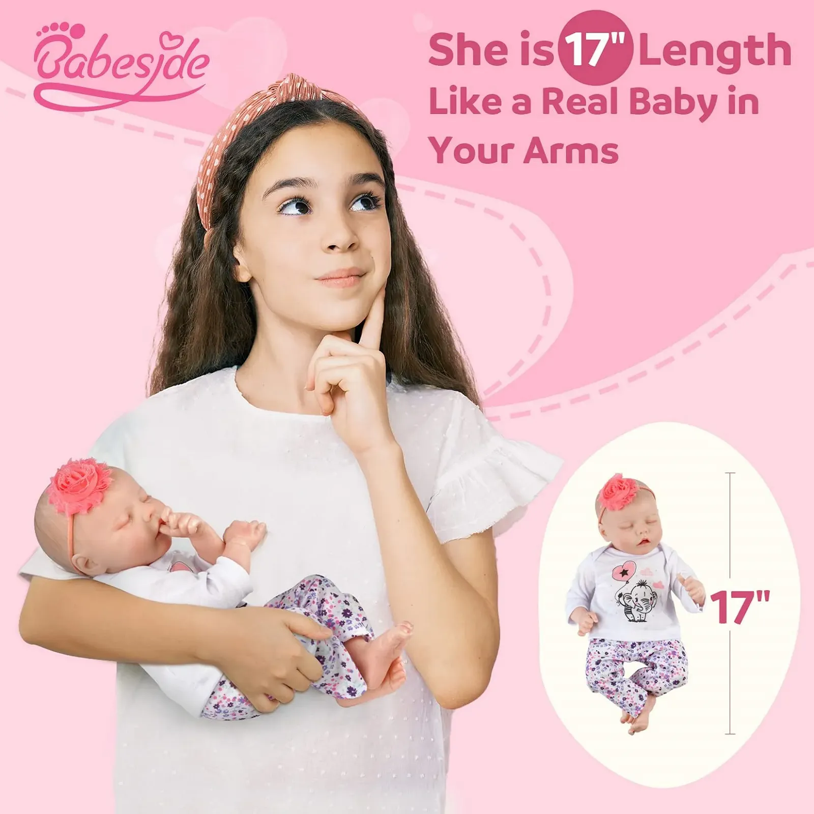 Кукла Реборн BABESIDE 43 см Реалистичная ручная работа с мягким телом, как настоящий спящий ребенок, фото №4 Кукла Реборн BABESIDE 43 см Реалистичная ручная работа с мягким телом, как настоящий спящий ребенок, фото №4