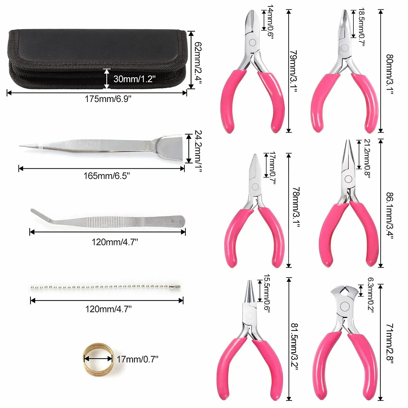 Набор плоскогубцев SPEEDWOX для ювелирных изделий 3 дюйма 10 штук, включая кусачки, плоскогубцы с изогнутыми губками, круглогубцы, длинногубцы, плоскогубцы с плоскими губками, пинцет с лопаткой для рукоделия, фото №6