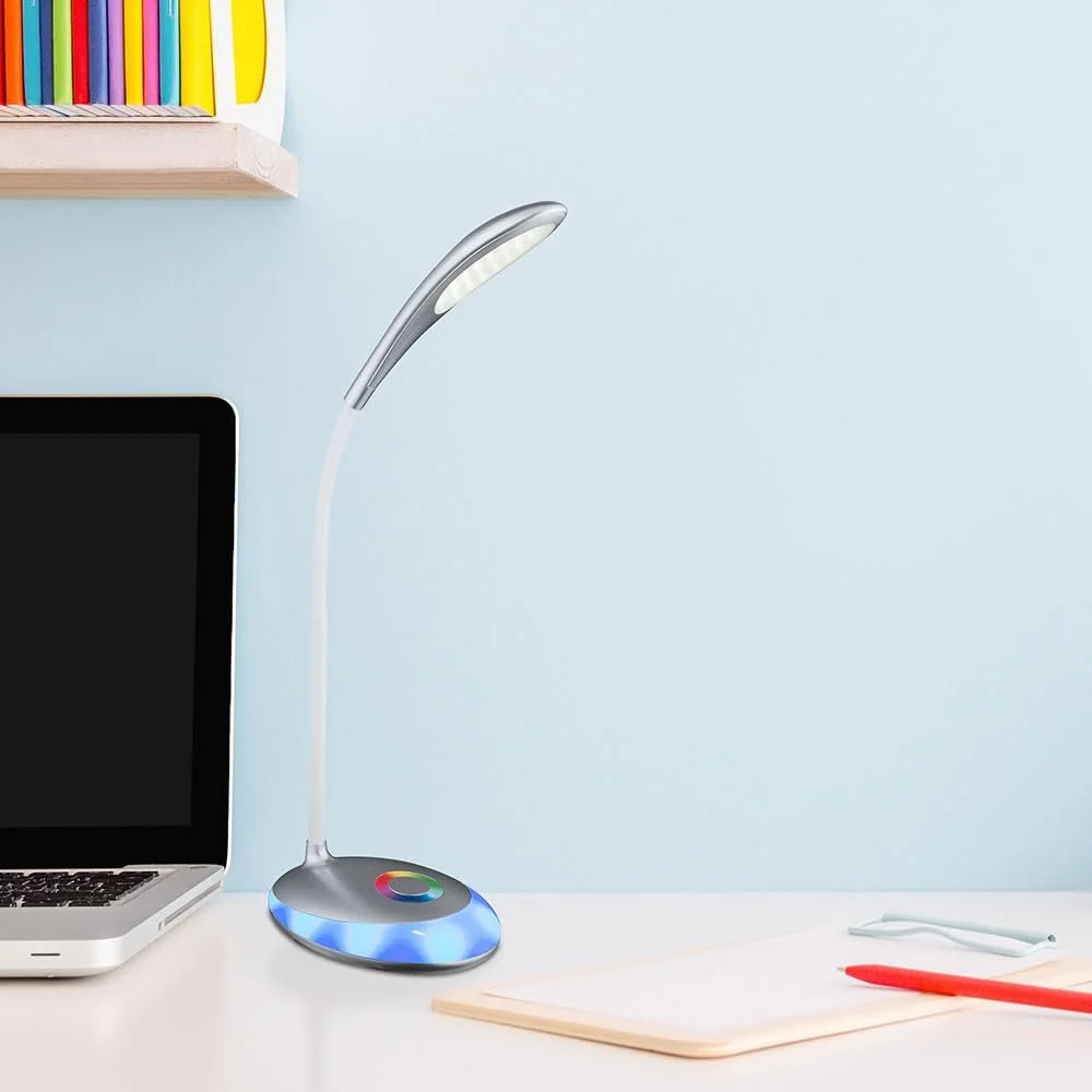 Настольная лампа Globo Сенсорная RGB Гибкая ножка Аккумулятор Серебристая 3 Вт LED 1,4 Вт RGB 48 см, фото №6