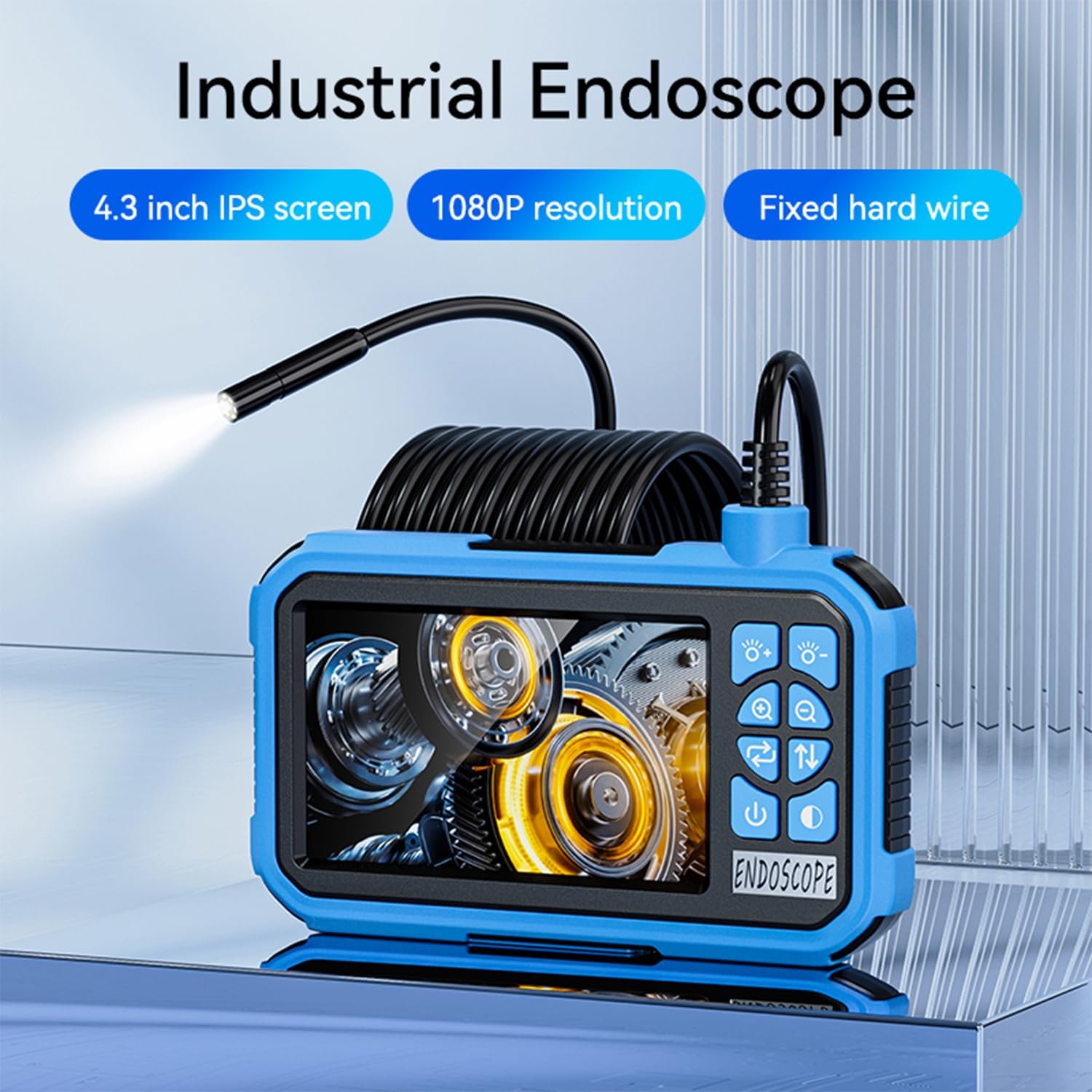 Эндоскоп Pinci 4.3 Inch с 8 LED подсветкой, 1080P HD, IP67 водонепроницаемый, кабель 5 м, угол обзора 178°, фото №3