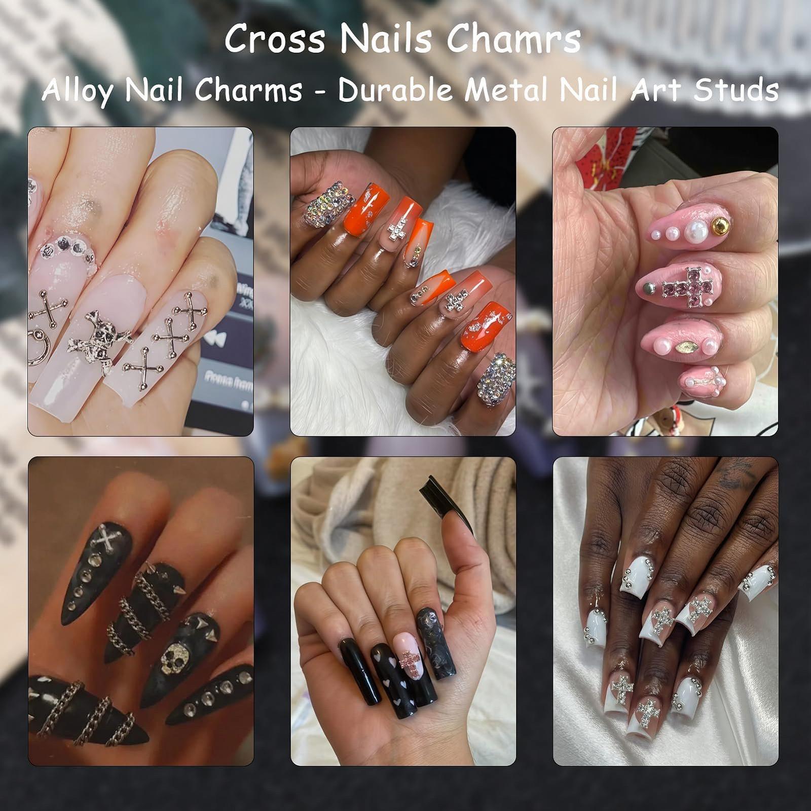 Украшения для ногтей Крестики, 3D украшения для дизайна ногтей, жемчуг, бриллианты, металлические кристаллы, 100 шт, фото №4