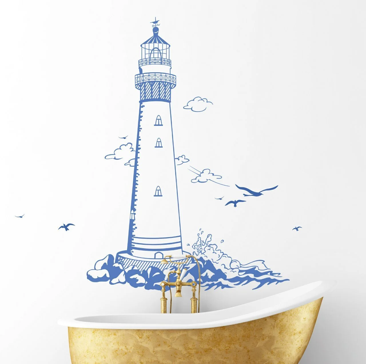 Наклейка на стіну M1465 Lighthouse Sea Maritime 72 x 100 см Light Blue, фото №3 Наклейка на стіну M1465 Lighthouse Sea Maritime 72 x 100 см Light Blue, фото №3