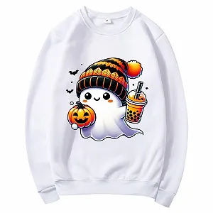 Хеллоуин Топы Женские Хеллоуин Толстовки Женская Милая Рубашка с Длинным Рукавом Сезонные Толстовки Осенняя Мода 2024 Хеллоуин Пушистая Зимняя Одежда - Фото 1