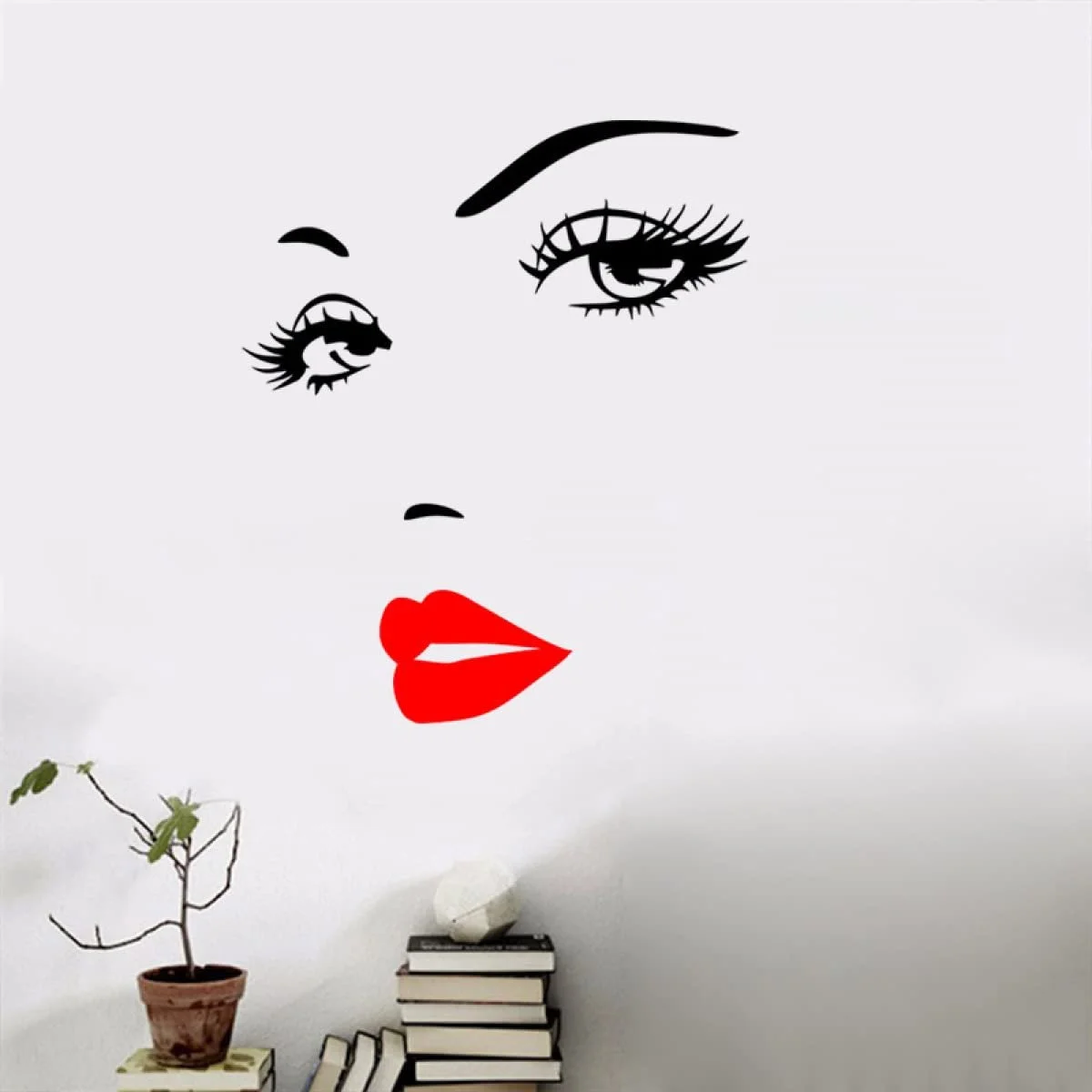 Наклейка на стену Woman Eyelashes Red Lips, фото №3