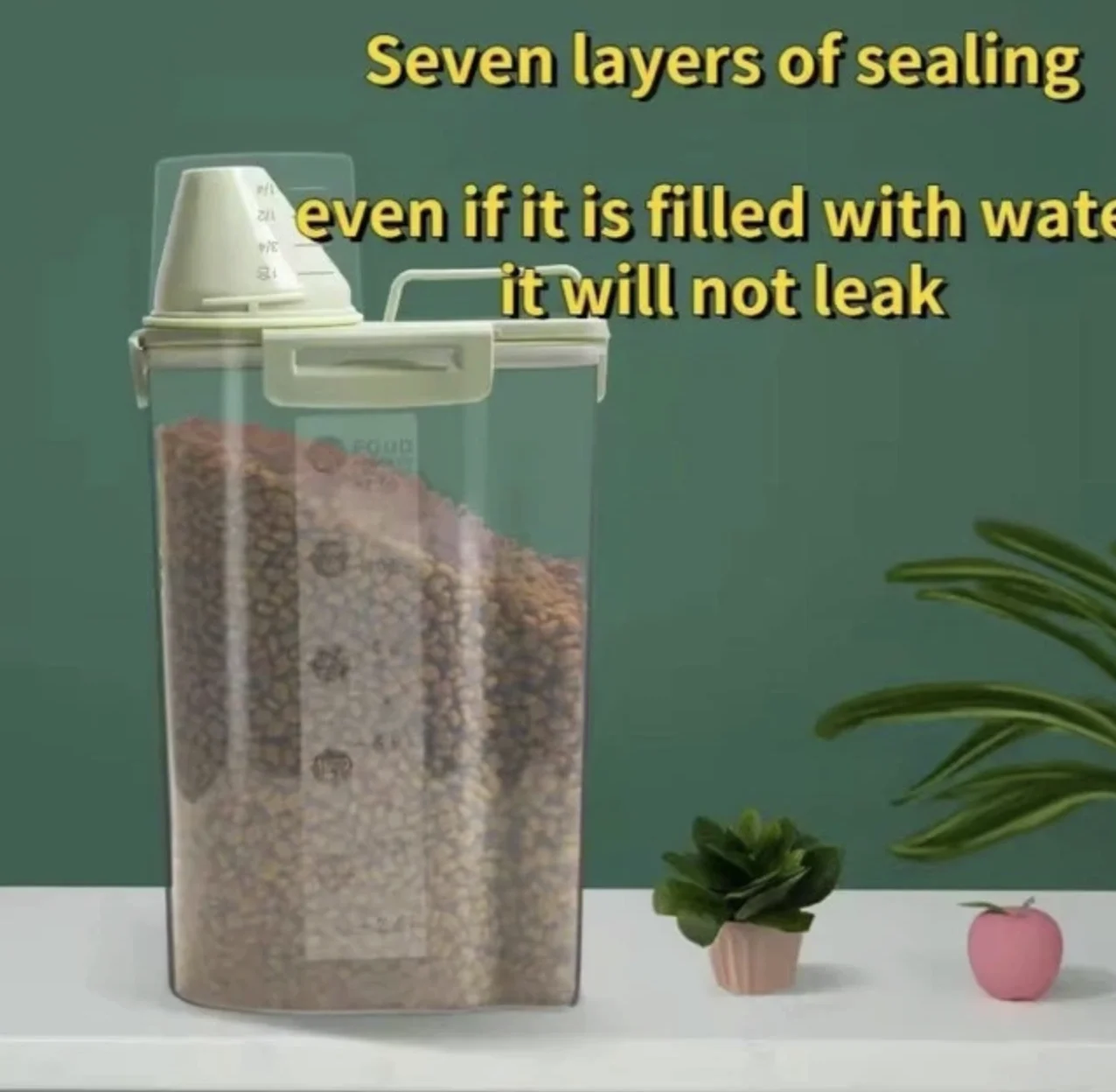 Дозатор-контейнер для сухого корму та круп 2 л Прозорий, фото №3