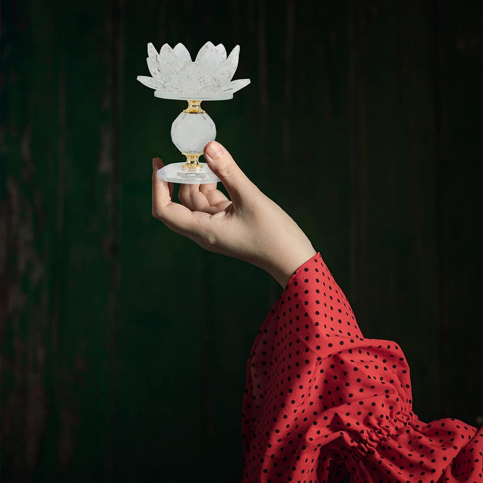 Тримач для свічок VOSAREA Crystal Lotus Buddhist Lotus Candlestick Flower Candle Tansparency, фото №5 Тримач для свічок VOSAREA Crystal Lotus Buddhist Lotus Candlestick Flower Candle Tansparency, фото №5