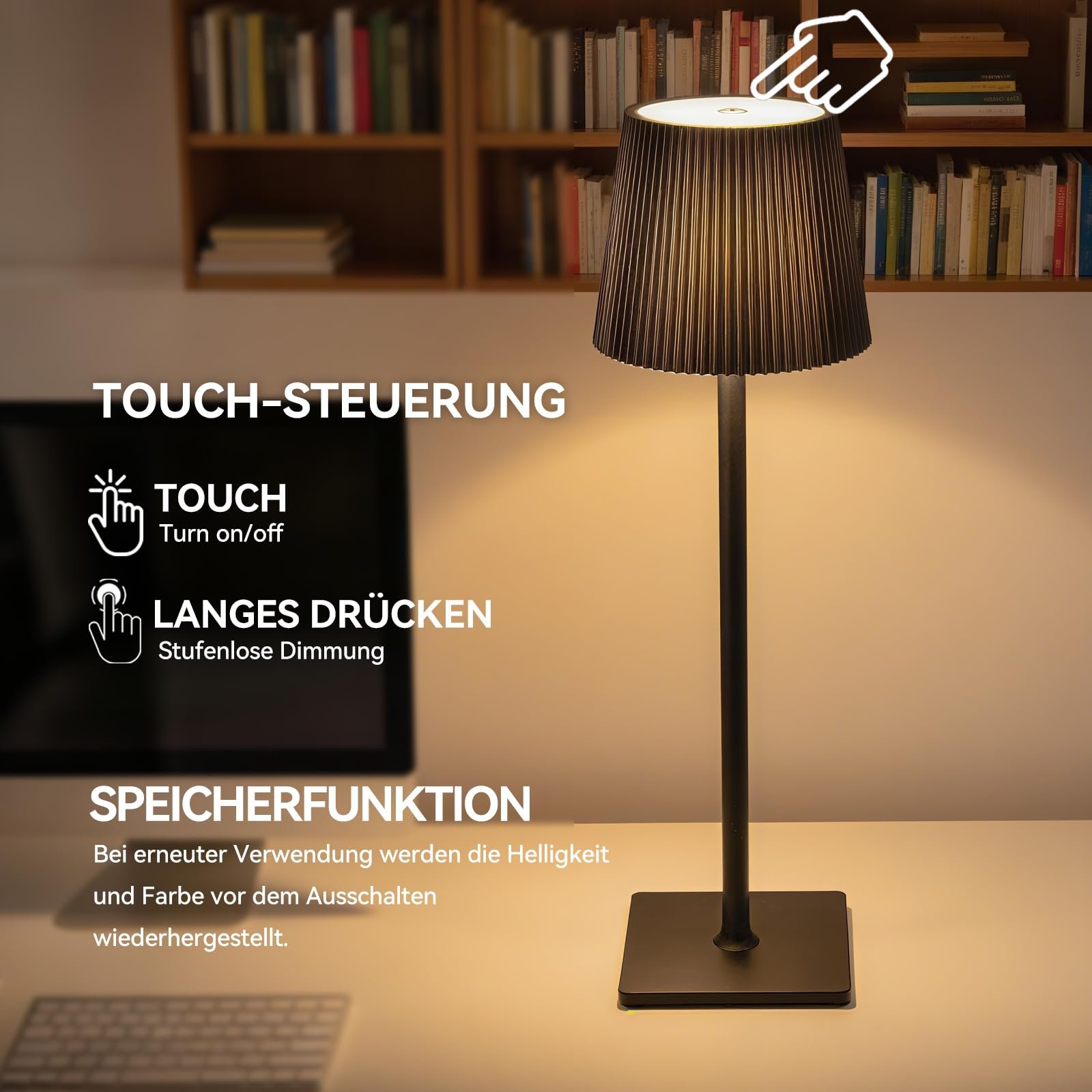 Настільна лампа Xiake Комплект 2 шт. LED димована 2700K-6000K IP54 водонепроникна Чорна, фото №6