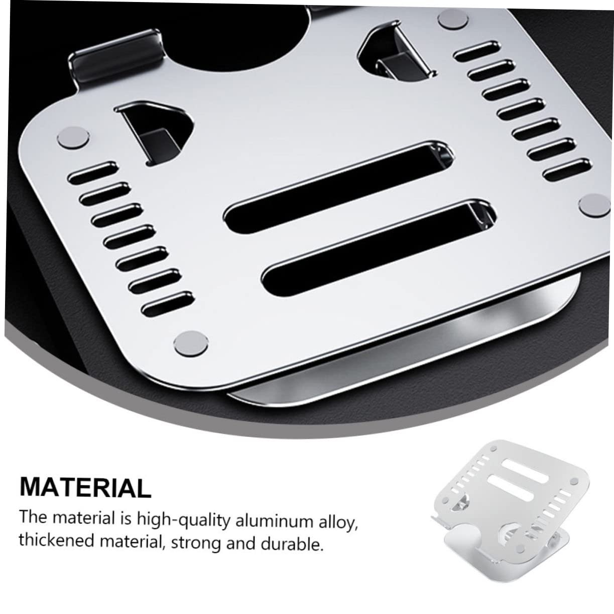 Подставка для ноутбука Алюминий Портативный Регулируемый Алюминиевый сплав для офиса и путешествий Эргономичный дизайн Устойчивая Серебристый, фото №5