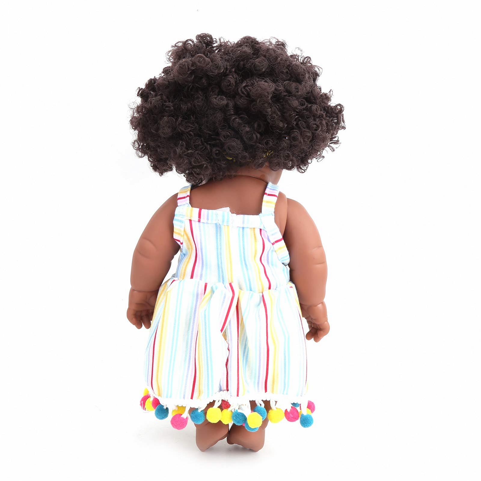 Кукла Srliya African Black Girl Flexible Structure Comfortable Touch Exquisite Dress Photography Prop 30.0 cm Role Play Toy Gift with Mohair Hair, фото №9