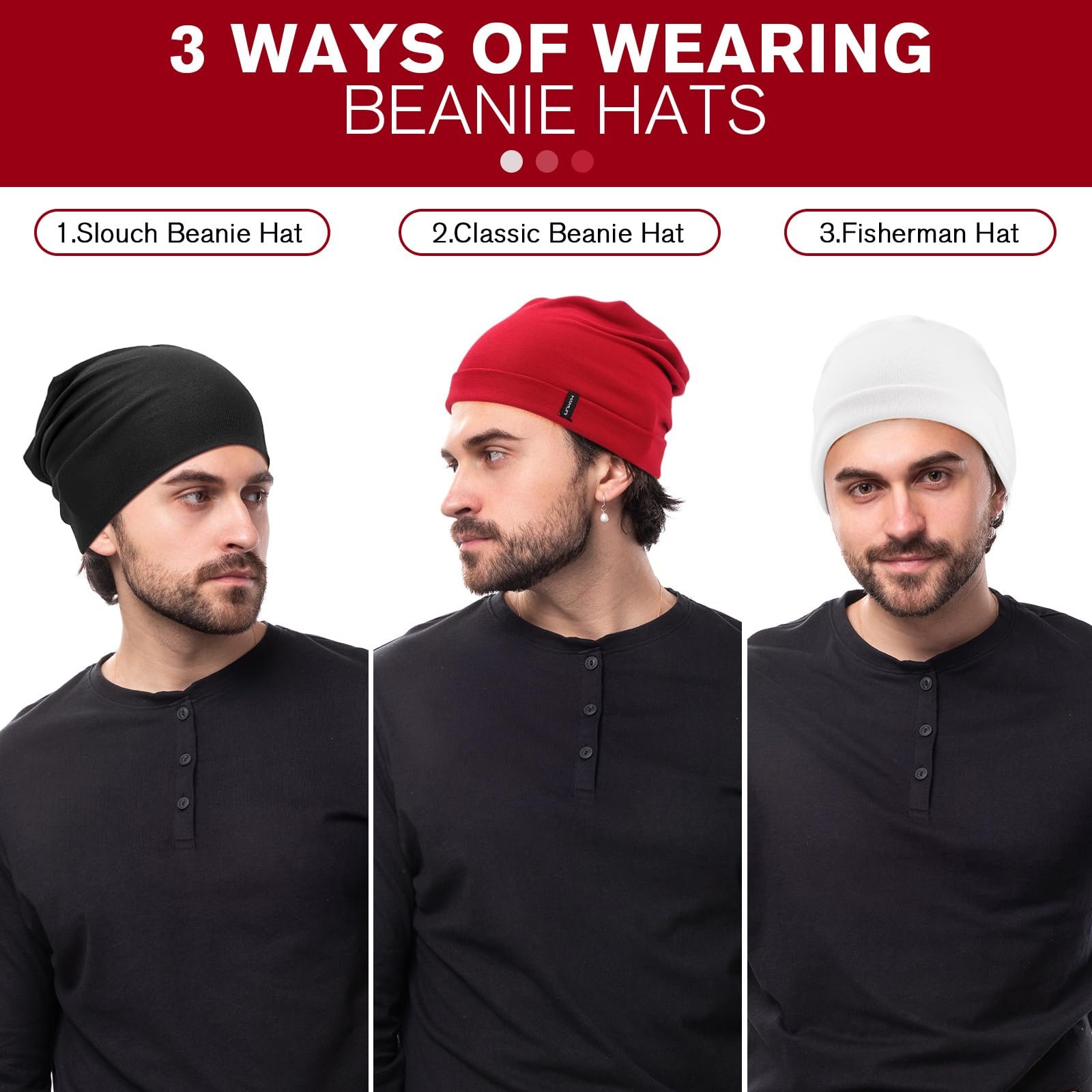 Шапка-біні HAMUNI Slouchy для жінок, Зручна, Подвійний шар, М'яка, фото №7