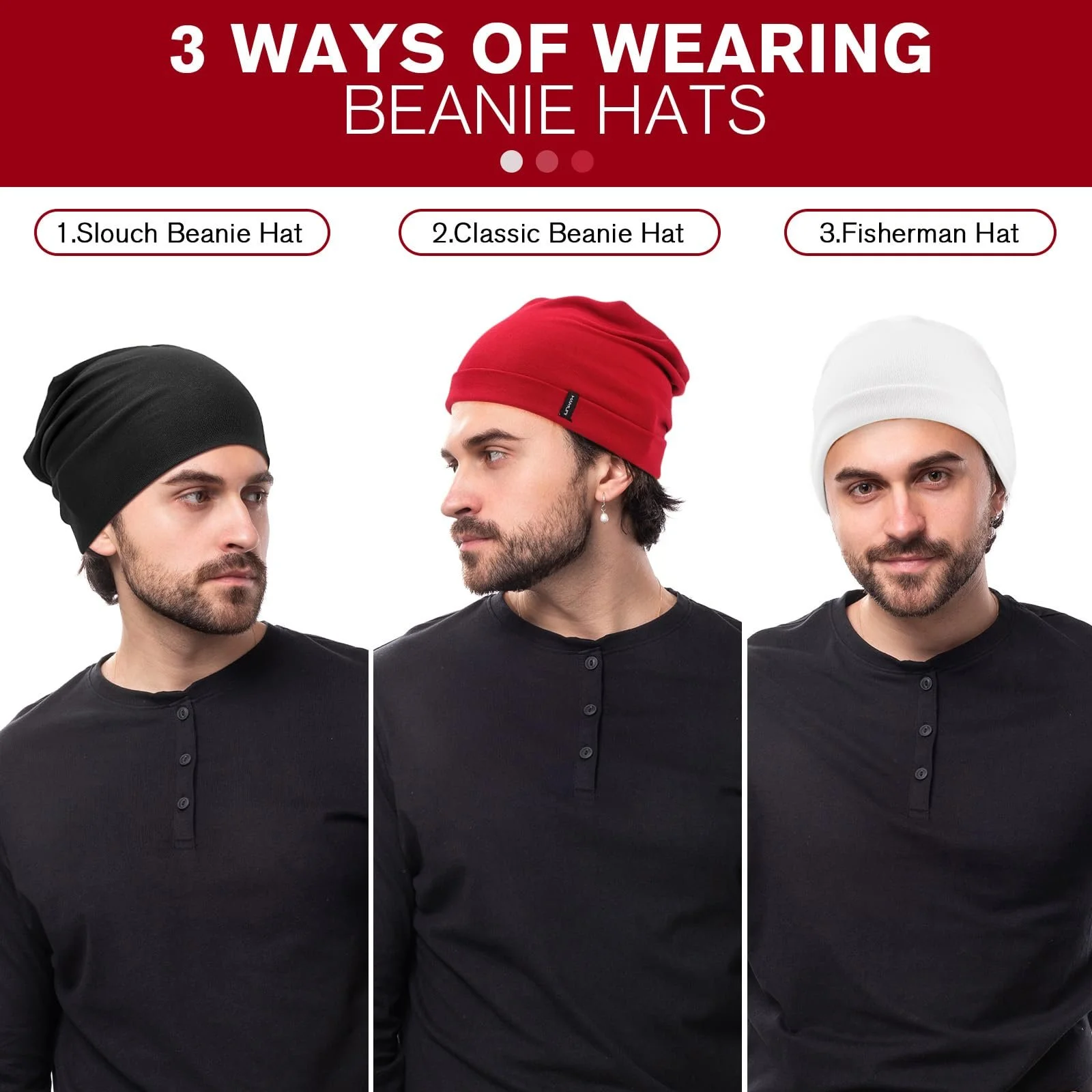 Шапка-бини HAMUNI Slouchy для женщин, Удобная, Двойной слой, Мягкая, фото №7 Шапка-бини HAMUNI Slouchy для женщин, Удобная, Двойной слой, Мягкая, фото №7