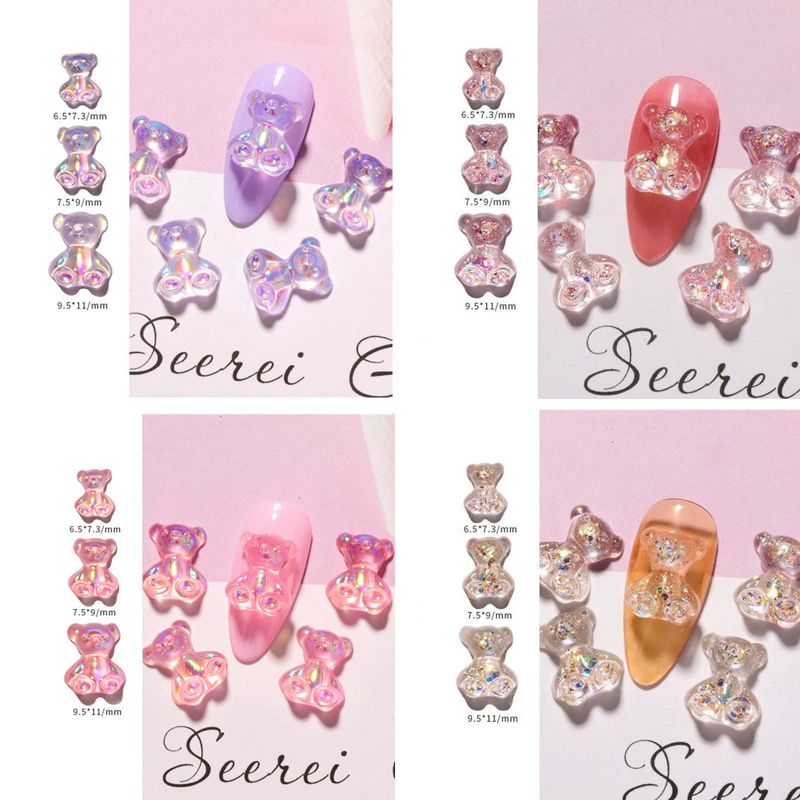 Ведмедики, Набір 48 шт, Різнокольорові, Смола, 3D Кристали, фото №4 Ведмедики, Набір 48 шт, Різнокольорові, Смола, 3D Кристали, фото №4