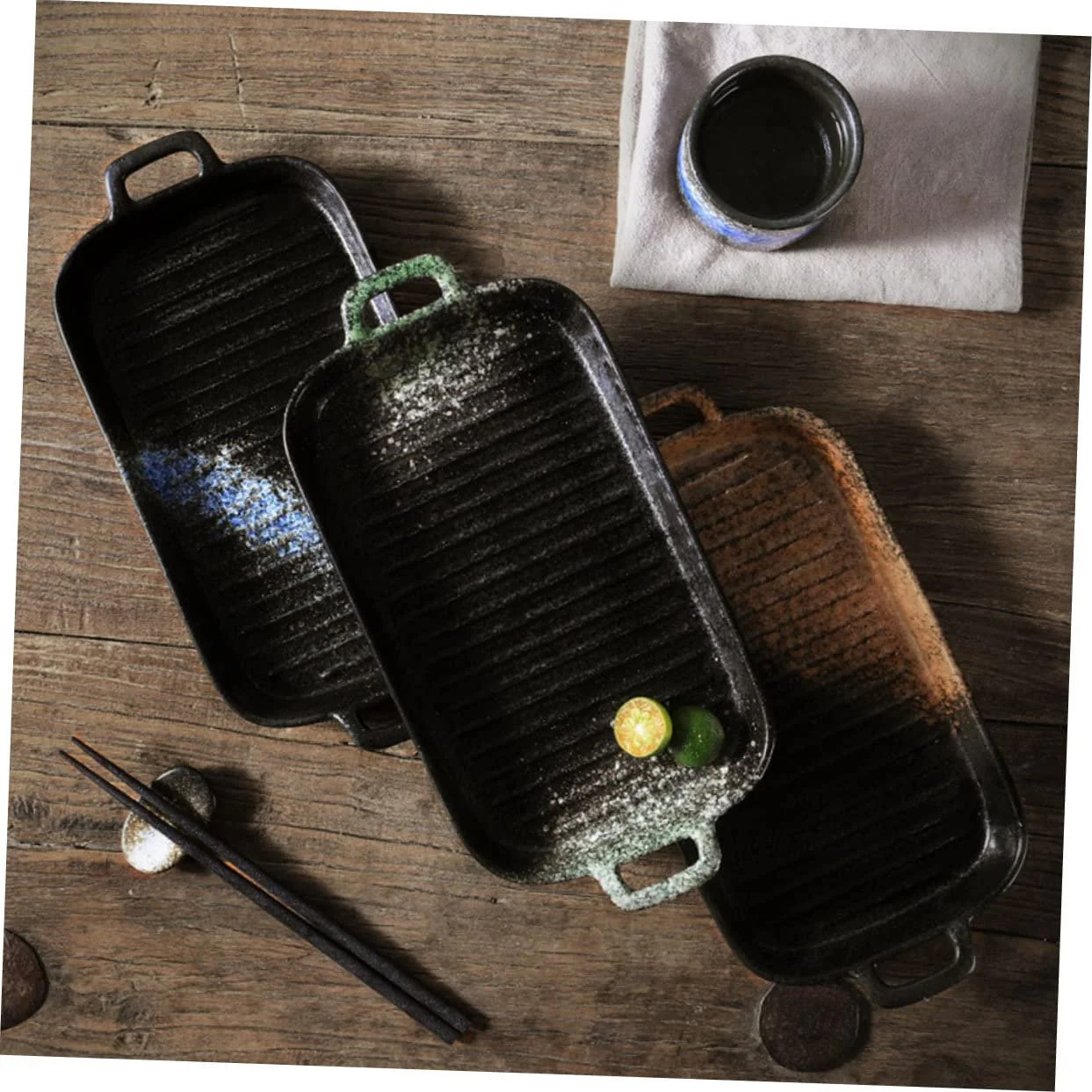 Форма для запікання керамічна термостійка з подвійними ручками Зелений, фото №7