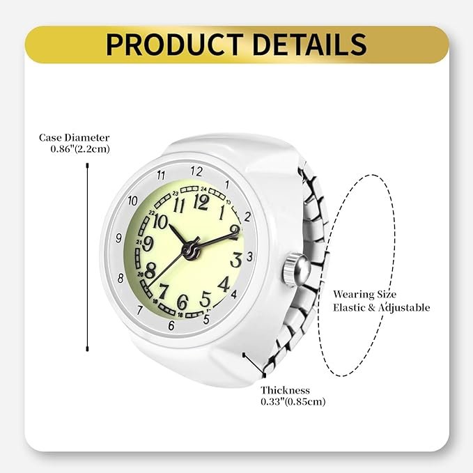 Женские часы-кольцо OIDEA с эластичным кольцом: круглые часы на палец, фото №3