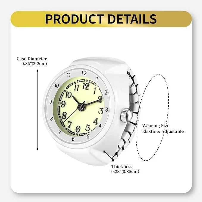 Женские часы-кольцо OIDEA с эластичным кольцом: круглые часы на палец, фото №3 Женские часы-кольцо OIDEA с эластичным кольцом: круглые часы на палец, фото №3