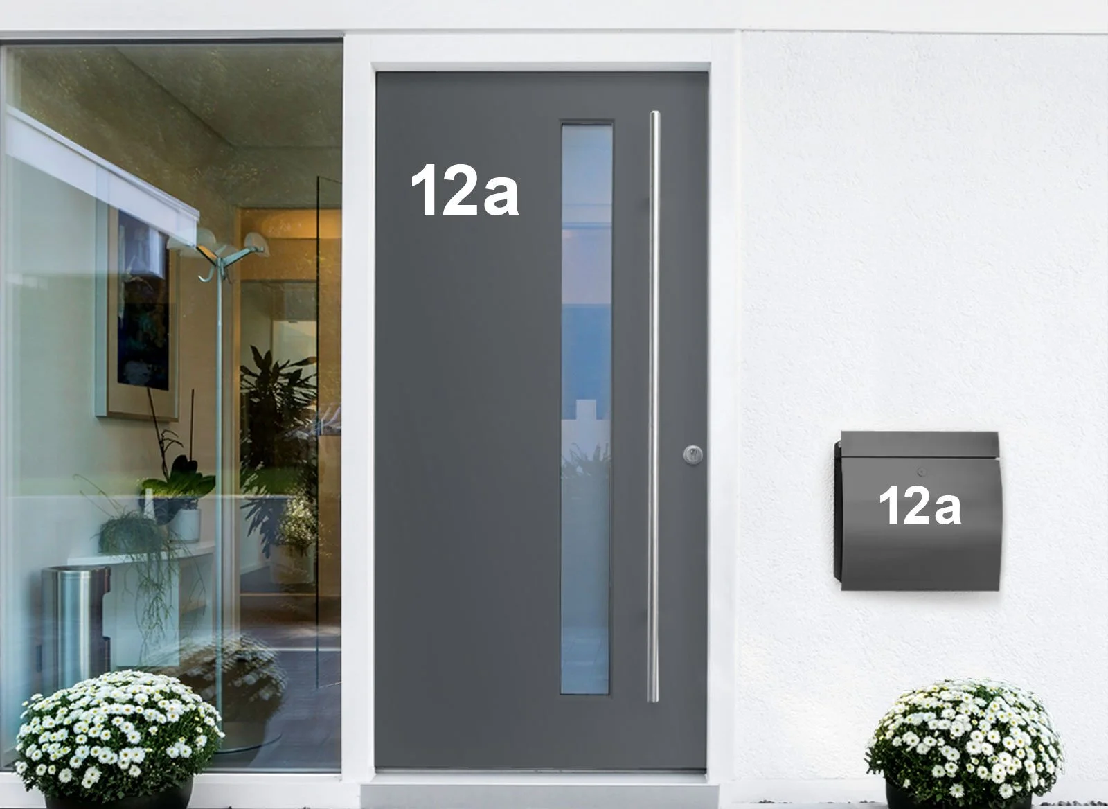 Настінна наклейка номер будинку Wandora W1473 самоклеюча Біла 6 см цифра 4, фото №2