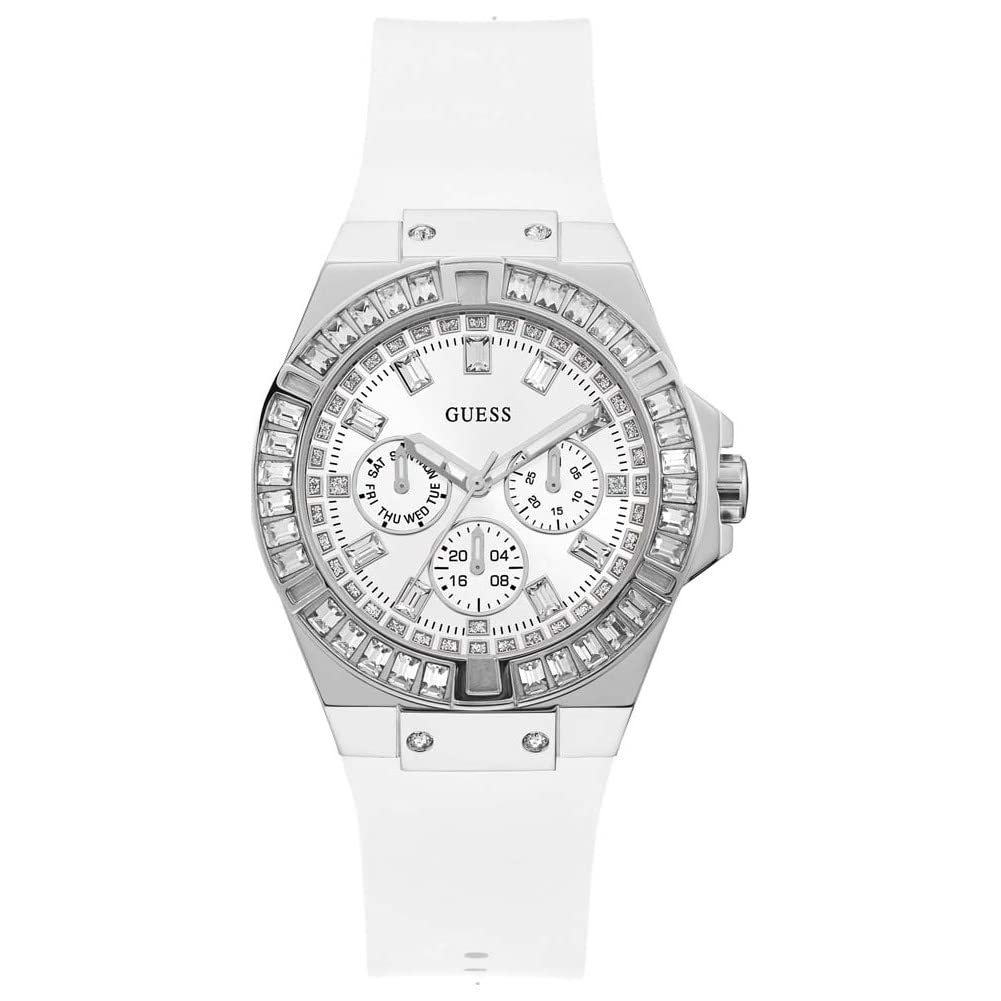Годинник Guess жіночий Venus 39 мм Камінці на корпусі Силіконовий браслет GW0118L3, Білий, GW0118L3, фото №1