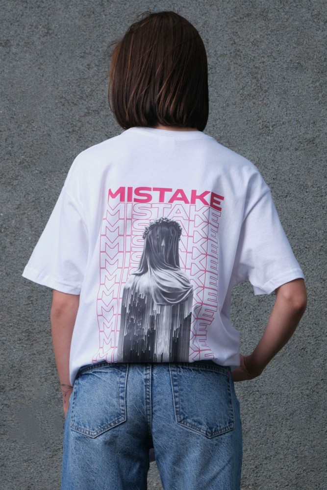 Оверсайз футболка з принтом Without mistake white, фото №4